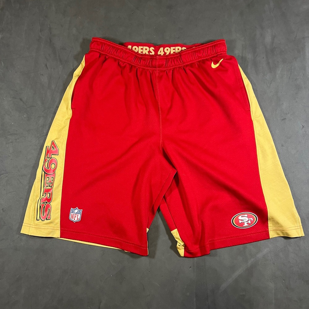 Nike San Francisco 49ers On-Field Training Shorts Mens L Red Gold NFL Dri-FIT